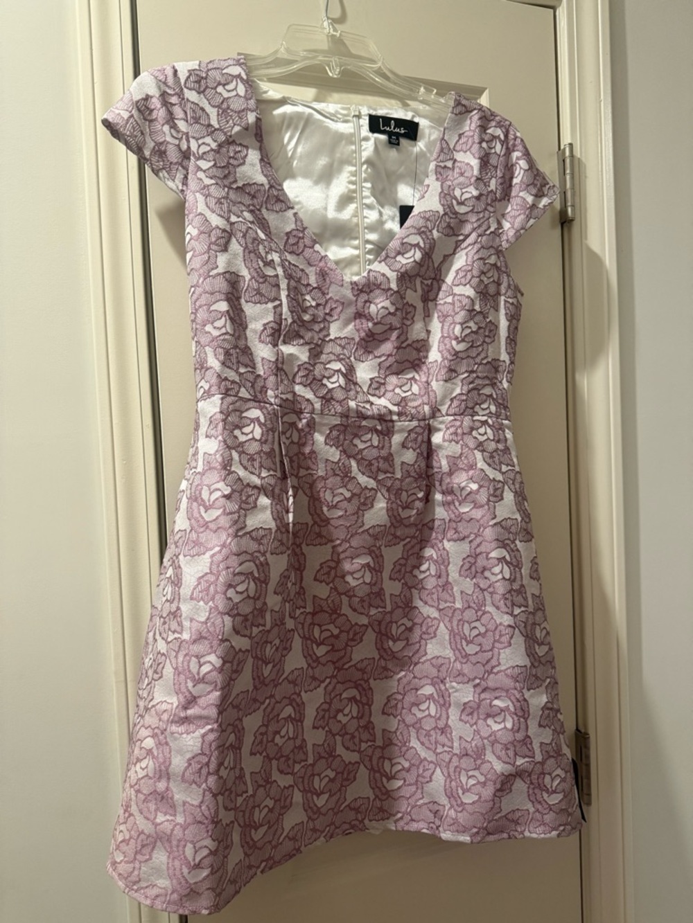 Lulu's Lavender Floral Fit & Flare V-Neck Dress